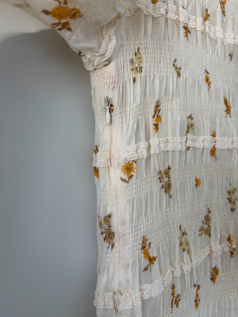 Rebecca Taylor Marigold Ines Floral Smocked Boho Short Sleeve Mini Dress S - Picture 7 of 9